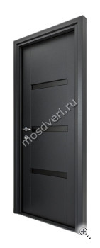 Входная дверь черного цвета с вставками ЧДД-029 - купить от производителя Мосдвери Входная дверь черного цвета с вставками ЧДД-029